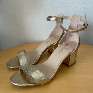 Lulu's Harper Gold Ankle Strap Heels Size 7